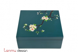 Rectangular lacquer box with the hinge engraved with peach blossoms 10*22*H8cm